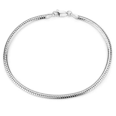 Abbildung von Materia Armband Damen Herren Silber Schlangenkette Beads SA 7, 925 Sterling Silber, rhodiniert