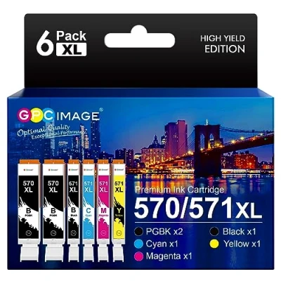 Abbildung von GPC IMAGE 570 571 Multipack Patronen XL Kompatible für Canon Druckerpatronen PGI CLI Pixma TS5050 MG5750 TS5055 MG6852 MG5753 TS6050 TS5053 MG5752 MG5751 (6er Pack)