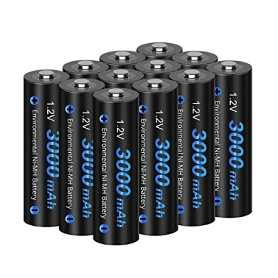 Abbildung von CITYORK 12 Stück Wiederaufladbare AA Batterien 3000mAh，1,2V NI MH Doppel A Akkus für Solarleuchten mit Batteriefach