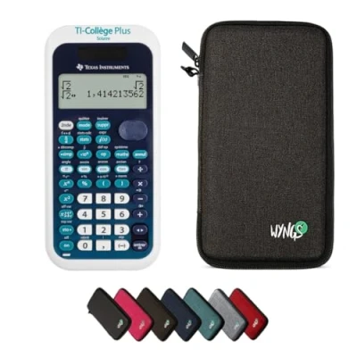 Abbildung von TI Collège Plus Solar Taschenrechner inklusive Schutztasche von WYNGS in Dunkelgrau Basic Set