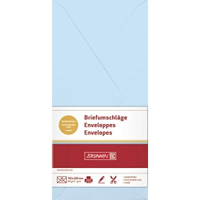 Abbildung von 5 x Brunnen Briefumschläge DINlang Seidenfutter 80g/qm hellblau VE=10