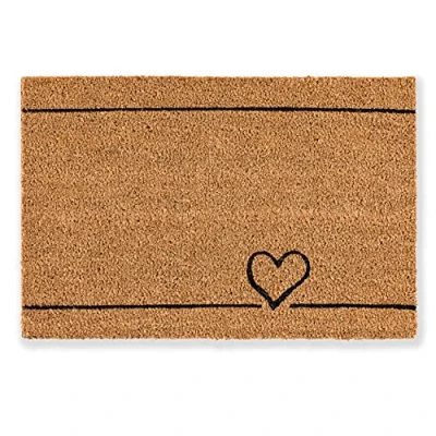 Abbildung von Carpido Fußmatte Kokos Herz Linien Design Sauberlauf 40x60 cm Türmatte Innen Bereich antibakterielle Kokosmatte natürliches Material