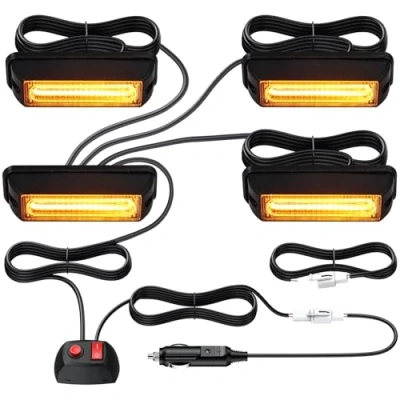 Abbildung von Justech 9cm COB Warnlicht Stroboskoplicht Warnung Beacon Blinklichter Blitzmodul Notfall Licht Achtung Blinklicht für Emergency, Repair, Escort Vehicles, Roof Rack, Kühlergrill, Dach usw.