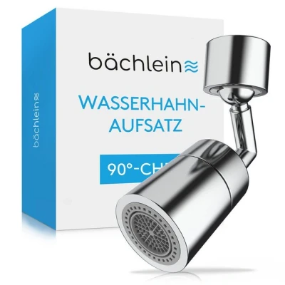 Abbildung von Bächlein Küchenarmatur Hochwertiger Wasserhahnaufsatz mit 2 Strahlarten (Chrom) abgewinkelter Aufsatz 360 Schwenkbereich