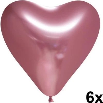 Abbildung von Rose Golden Herzballons Chrom 30 cm 6 Stück