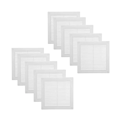 Abbildung von Vent Systems 200x200 mm 10 Stück Weiße Lüftungsabdeckung flache, quadratische Lüftungsschlitze Integrierter Insektenschutz HVAC Lüftungsöffnungen für Badezimmer, Heimbüro