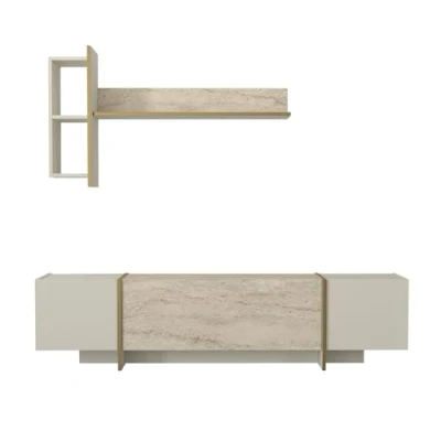 Abbildung von moebel17 TV Wand Wohnwand in Beige Mit Granit Optik, Optik