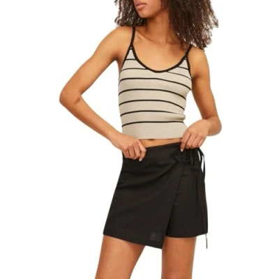 Abbildung von JJXX Damen JXESTHER Tight Short Stripe TOP Knit Stricktop, Grau, Large