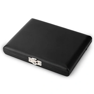 Abbildung von Saxophon Blätter Fall Holz PU Leder Cover schwarz Klarinette Reed Container Box mit Schlitzen für 6 Stück von RiToEasysports