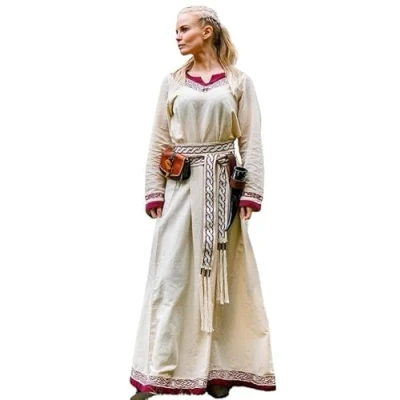 Abbildung von Leonardo Carbone Ritter Kostüm Wikinger Kleid &quot;Lagertha&quot; Natur/Rot L
