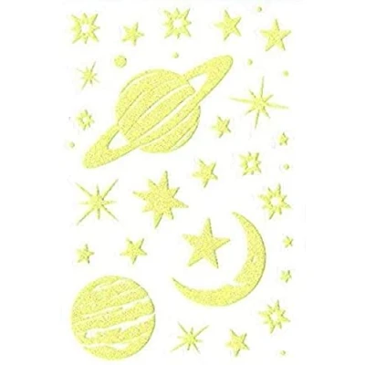 Abbildung von Maildor AE154C Packung Sticker Phospho&#039; Stick (mit Glitter Effekt, 10 Bögen in Format DIN A6, 10,5 x 16 cm, Großpackung ideal für Kita, Planeten) 680 Stickers