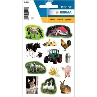 Abbildung von HERMA 3358 Tiere Sticker, Bauernhoftiere (39 Aufkleber, Papier, matt) selbstklebend, permanent haftende Motiv Etiketten für Mädchen und Jungen, bunt