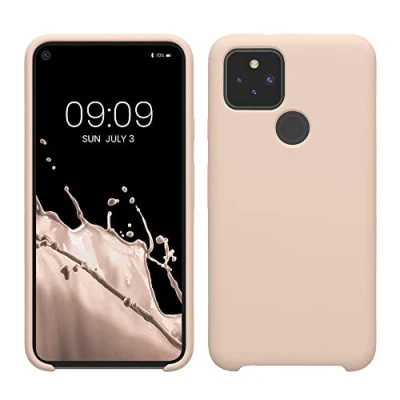 Abbildung von kwmobile Hülle kompatibel mit Google Pixel 5 Silikon Handy Case Handyhülle weiche Oberfläche kabelloses Laden Coconut Swirl