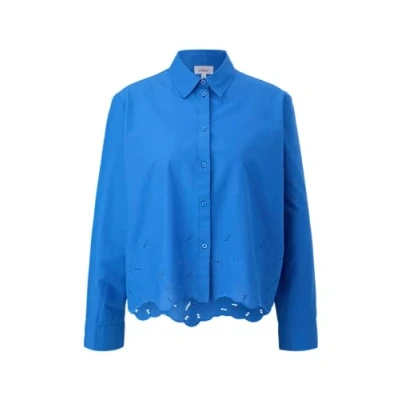 Abbildung von s.Oliver Langarm MIT Broderie Anglaise Hemdbluse, Damen, Größe: 46, Royalblau