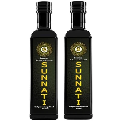 Abbildung von Sunnati® Schwarzkümmelöl Ungefiltert, 100% rein &amp; kaltgepresst 500ml (2x250ml)