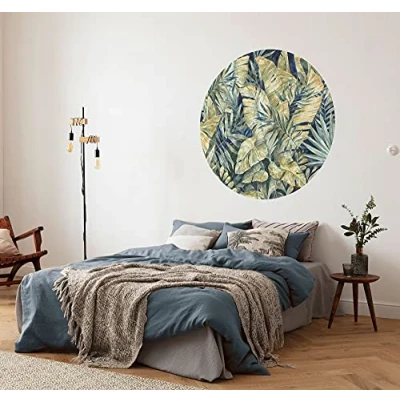 Abbildung von Komar Fototapete &quot;Feuilles Tropicales&quot;, 125x125 cm (Breite x Höhe), rund und selbstklebend