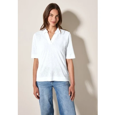 Abbildung von Cecil Poloshirt IN Leinenoptik Poloshirt, Damen, Größe: Medium, Weiß