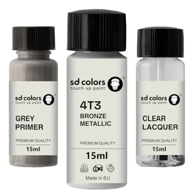Abbildung von SD COLORS Bronze Metallic 4T3 Ausbesserungslack, 15 ML, Reparatur Pinsel, Farbcode 4T3, (Farbe + Grundierung Lack)