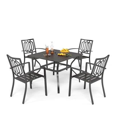 Abbildung von PHIVILLA Gartenmöbel Set Wetterfest 4 Personen Gartentisch mit Stühlen Metall Terrassen Outdoor Bistro Garten Möbel Sets Gartengarnitur Sitzgruppe