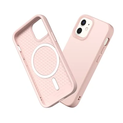 Abbildung von RhinoShield Case kompatibel mit [iPhone 12 Mini] SolidSuit MagSafe Stoßdämpfende &amp; schlanke Schutzhülle Premium Finish 3.5 Meter Fallschutz Samtrosa