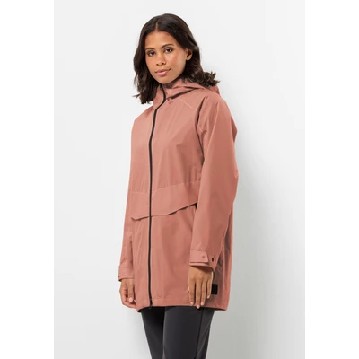 Abbildung von Jack Wolfskin Mainkai LONG Regenjacke / wasserabweisende Jacke, Damen, Größe: Large, Astro dust