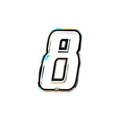 Abbildung von 4R Quattroerre.it 13258 Startnummer 8 Aufkleber für Motorräder, Weiß, 10 x 6.5 cm