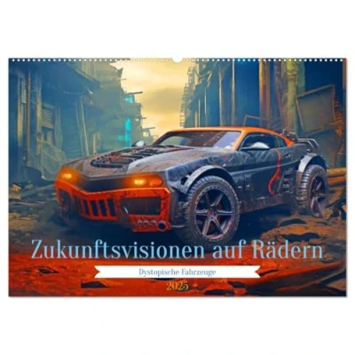 Abbildung von Zukunftsvisionen auf Rädern Dystopische Fahrzeuge (Wandkalender 2025 DIN A2 quer), CALVENDO Monatskalender