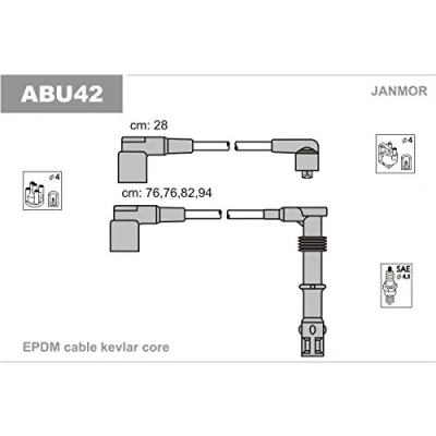 Abbildung von JANMOR ABU42 Zündkabelsatz AUDI: 100 C4 Limousine, Coupe B3, Avant