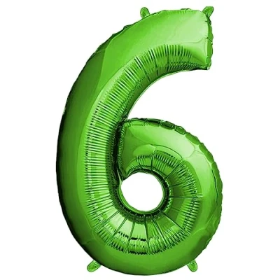 Abbildung von envami® Deko 6 Geburtstag Junge Grün 101CM Ballon Zahl Luftballon 6. Zahlen Geburtstagsdeko Folienballon Jahre fliegt mit Helium