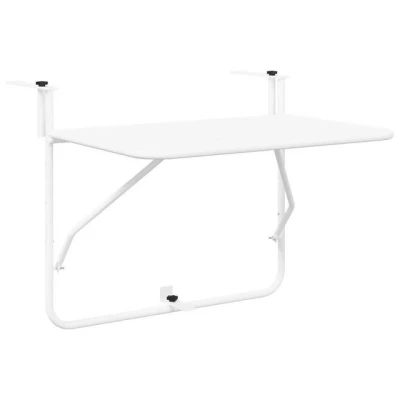 Abbildung von vidaXL Gartentisch Balkontisch Weiß Metall Mittel Outdoor Tisch Rechteckig (1 St)