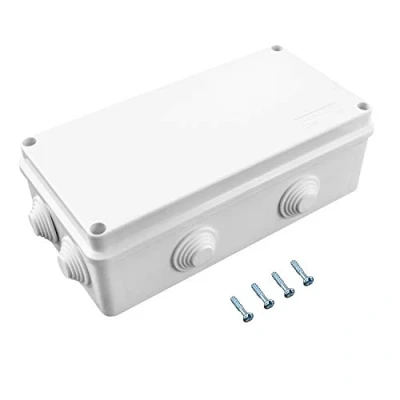 Abbildung von QWORK® Aufputz Abzweigkasten, Abzweigdose, wasserdicht, staubdicht, IP65, ABS Kunststoff, Universal Elektro Projekt Gehäuse, weiß, 200 x 100 70 mm