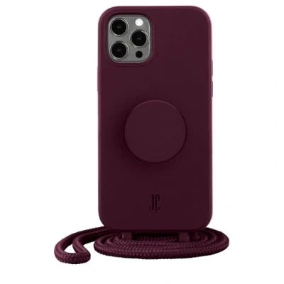 Abbildung von Just Elegance Hülle Necklace Case Handyhülle kompatibel mit iPhone 12/12 Pro Handy Schutzhülle Abnehmbarer Kordel und Fingerhalter (Classic Wine)