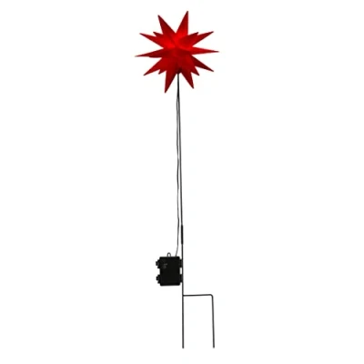 Abbildung von Spetebo LED Stern Weihnachtsstern in rot mit Erdspieß 90 cm, An / Aus Timer, fest integriert, warmweiss, Timer