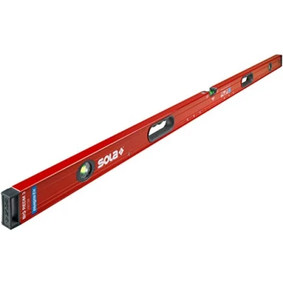 Abbildung von SOLA Big RedM 200 Wasserwaage magnetisch cm starker Halt durch Neodym Magnete mit Magnet 200cm patentierte Focus Libelle schockabsorbierenden Endkappen