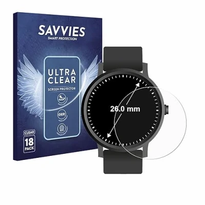 Abbildung von Savvies 18 Stück Schutzfolie für Armbanduhren (Kreisrund, ø: 26 mm) Displayschutz Folie Ultra Transparent