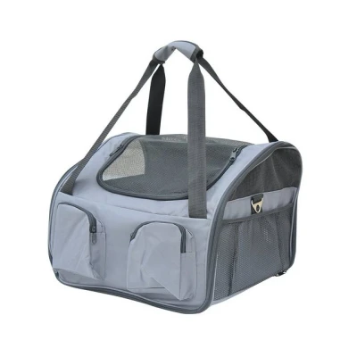 Abbildung von PawHut Tiertransportbox faltbar Hundetransportbox mit Seitentasche bis 4 kg, Grau 41 x 34 30 cm