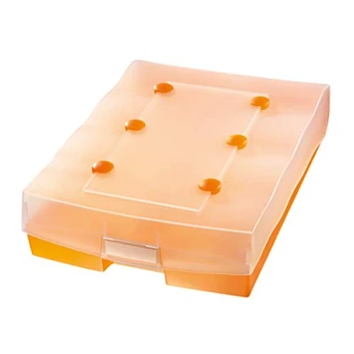 Abbildung von HAN Archivbox CROCO DUO, einfach Vokabeln lernen mit 5 Fächer Lernsystem, DIN A8 Karteikasten für2200 Karten, inkl. 8 Stützplatten, A Z Register, Karteibox, Archivbox, 9987 613, transluzent / orange