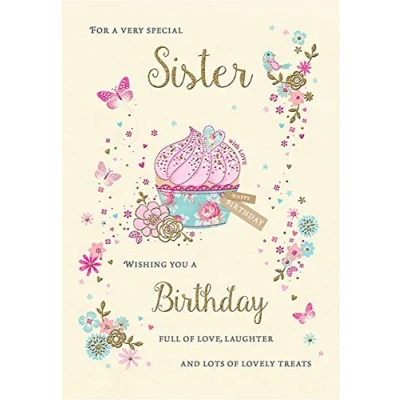 Abbildung von Traditionelle Geburtstagskarte für Schwester, 22,9 x 15,2 cm, Piccadilly Greetings