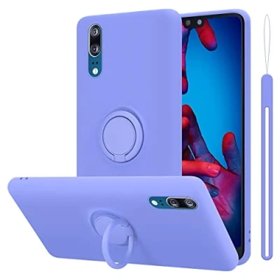Abbildung von Cadorabo Hülle kompatibel mit Huawei P20 Schutzhülle TPU Silikon Case Liquid Design Ring Slim Kratzfest Liquidsilikon Microfaser Rundumschutz für in Lila