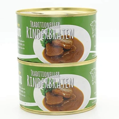Abbildung von 2 X Konserve Diem 400g Braten vom Rind Rinderbraten Klassische Soße 240g Fleisch aus der Semmerrolle je lange haltbar