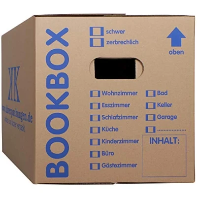 Abbildung von 5 Bücherkartons 2 wellig in Profi Qualität Bookbox