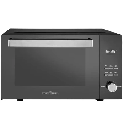 Abbildung von ProfiCook Mikrowelle Grill vertikalöffnende Tür auch für eckige Teller Mikrowellengerät 23 Liter Microwelle ohne Drehteller 1000 Watt Grillleistung PC MWG 1204