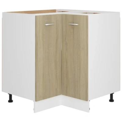 Abbildung von vidaXL Eckunterschrank 2 Regalböden Küchenschrank Küchenzeile Eckschrank Küchenmöbel Einbauküche Schrank Sonoma Eiche 75,5x75,5x81,5cm Holzwerkstoff