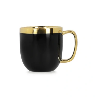 Abbildung von HOMLA Sinnes Tasse mit Goldener Verzierung Becher Teetasse Kaffeebecher 0,28 l Porzellan Vergoldet Handbemalt Schwarz &amp; Gold