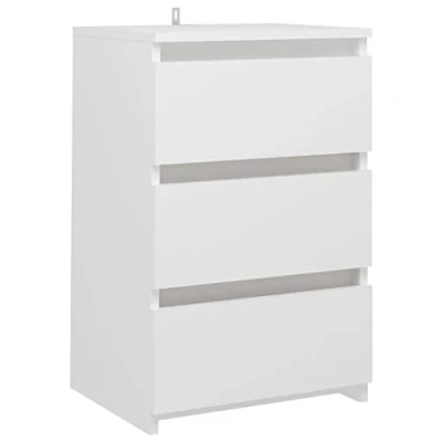Abbildung von vidaXL Nachttisch mit 3 Schubladen Nachtschrank Nachtkonsole Nachtkommode Schlafzimmer Schrank Kommode Weiß 40x35x62,5cm Holzwerkstoff
