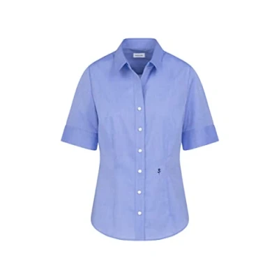 Abbildung von SEIDENSTICKER Slim Fit Bluse Halbarm offener Kragen Fil a mittelblau Gr. 46
