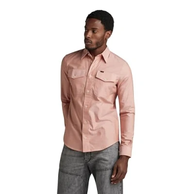 Abbildung von G Star Hemd, Herren, Größe: Large, Burned orange white oxford