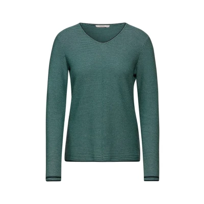 Abbildung von Cecil MIT Strukturstreifen Strickpullover, Damen, Größe: XXL, Grün