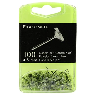 Abbildung von Exacompta 14512E 100er Pack Flachkopfnadeln Ø5mm Spitzenläge 8 mm robust und praktisch kristall
