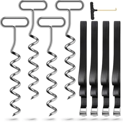 Abbildung von Bodenanker Für Trampolin Erdanker, 4 Pack with Adjustable Straps Outdoor, Schaukel, Pavillon